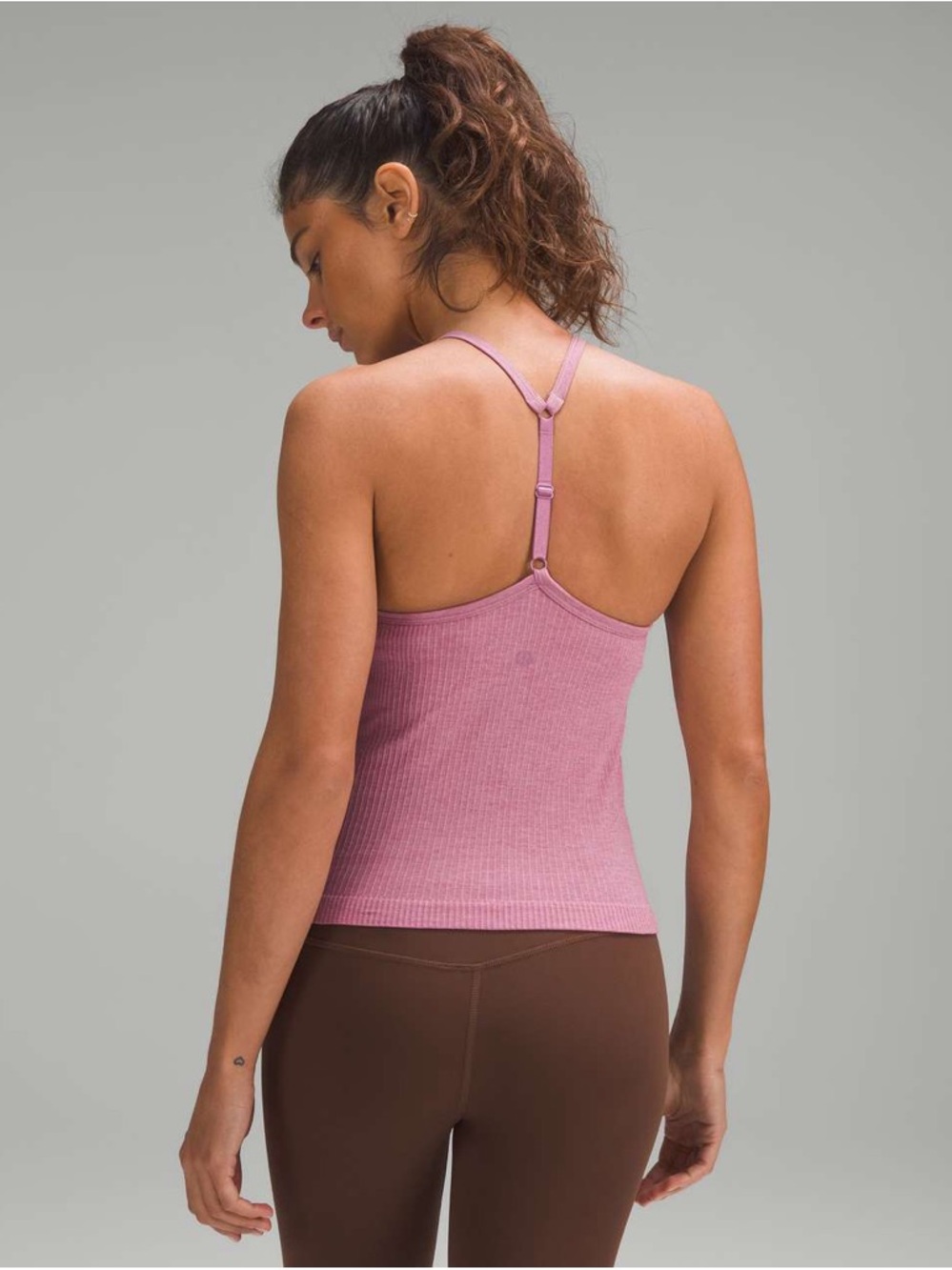 lululemon athletica Ribbed Mauve-Pink Adjustable-Strap Crop Top